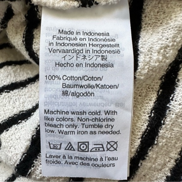 Madewell Texture & Thread Short-Sleeve Wrap Top in Stripe Black White S - Picture 10 of 12